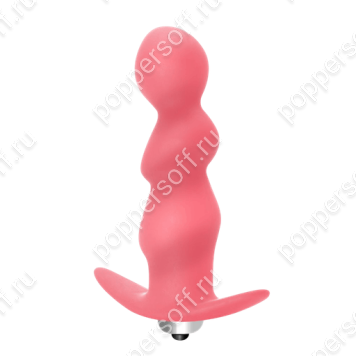 Розовая фигурная анальная вибропробка Spiral Anal Plug - 12 см