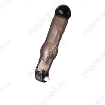 Насадка на пенис с вибрацией XLover by TOYFA, TPE, черный прозрачный, 19,4 см
