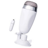 Мастурбатор-вагина в белой колбе с присоской и встраиваемой вибропулей