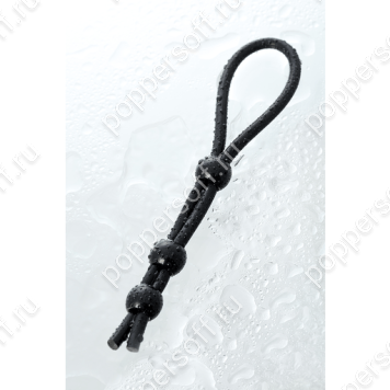 Лассо на пенис A-Toys by TOYFA Leatt с тремя бусинами, силикон, черный, 19,5 см