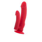 Анально-вагинальный вибратор Black&Red by TOYFA, силикон, красный, 19,5 см