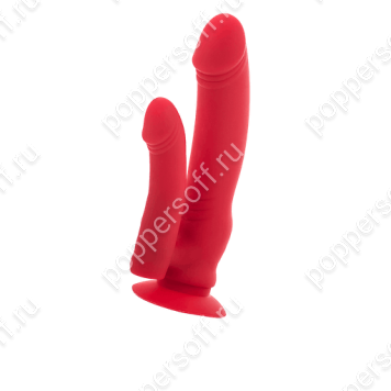 Анально-вагинальный вибратор Black&Red by TOYFA, силикон, красный, 19,5 см
