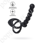 Насадка на пенис для двойного проникновения Black&Red by TOYFA, силикон, черный, 19,5 см