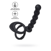 Насадка на пенис для двойного проникновения Black&Red by TOYFA, силикон, черный, 19,5 см