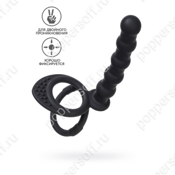 Насадка на пенис для двойного проникновения Black&Red by TOYFA, силикон, черный, 19,5 см