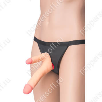 Фаллоимитатор поясной RealStick Elite для двойного проникновения, TPR, телесный, 19 см