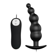 Черная анальная виброцепочка с пультом управления