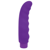 Фиолетовый изогнутый ребристый вибромассажер - 15 см