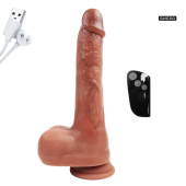 Телесный вибратор-ротатор с возвратно-поступательными движениями, нагревом и пультом ДУ - 21,5 см