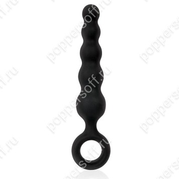 Черный анальный стимулятор-елочка с ограничительным колечком - 8,5 см